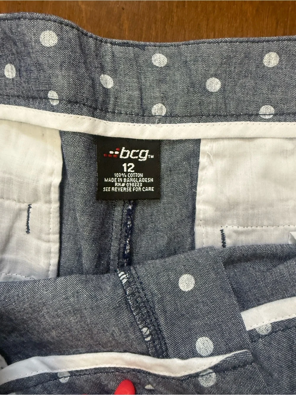BCG Academy Oxford 4” Polka Dot Shorts Size 12 NWT
